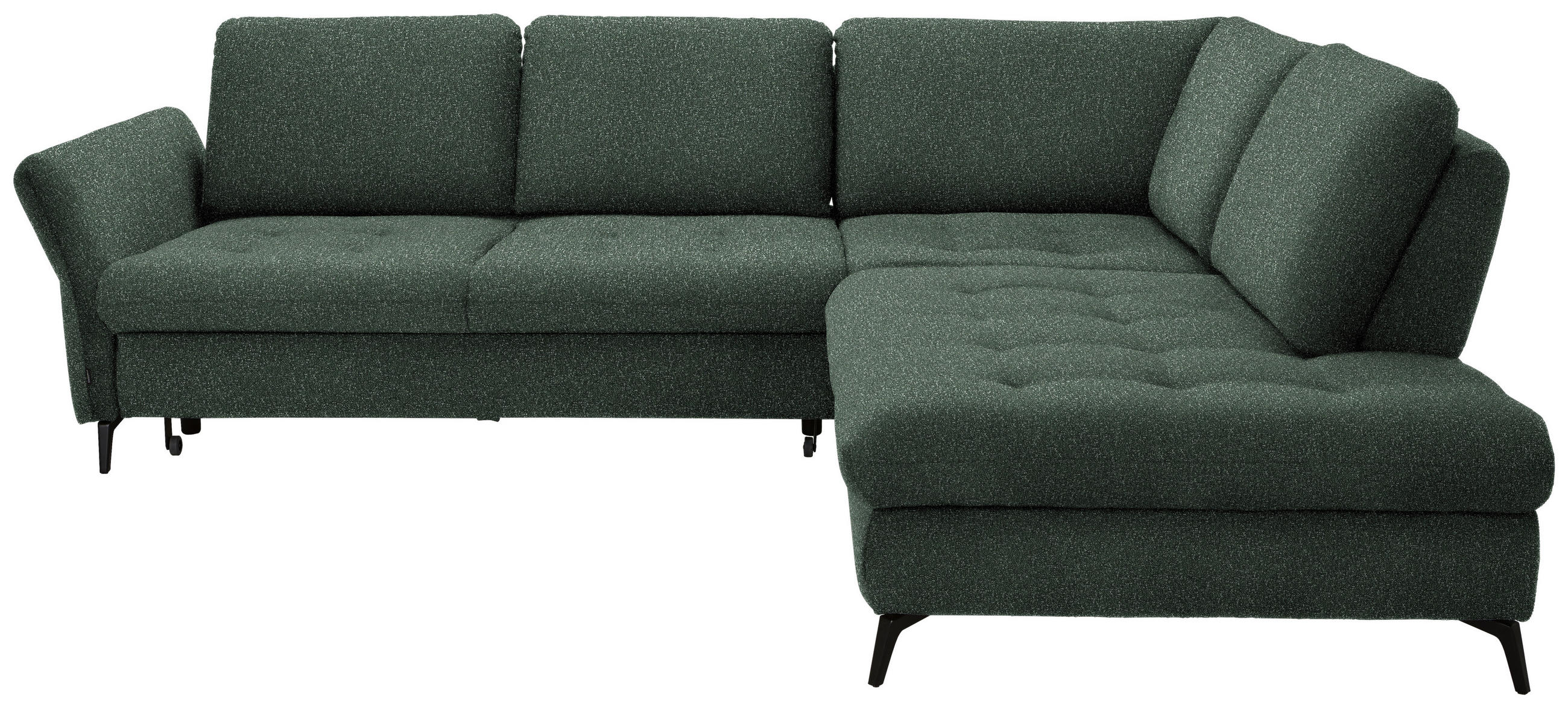 ECKSOFA Grün Bouclé  - Schwarz/Grün, Natur, Textil/Metall (288/233cm) - Valnatura