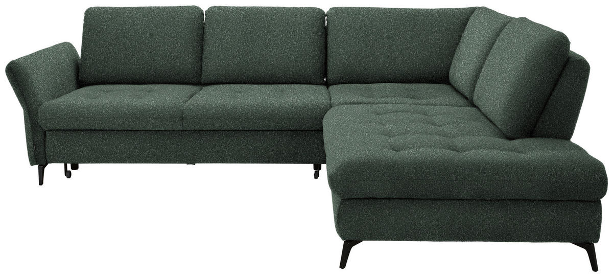 ECKSOFA in Bouclé Grün  - Schwarz/Grün, Natur, Textil/Metall (288/233cm) - Valnatura
