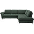 ECKSOFA in Bouclé Grün  - Schwarz/Grün, Natur, Textil/Metall (288/233cm) - Valnatura