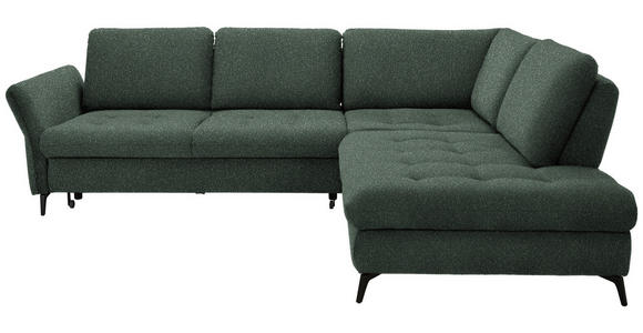 ECKSOFA in Bouclé Grün  - Schwarz/Grün, Natur, Textil/Metall (288/233cm) - Valnatura