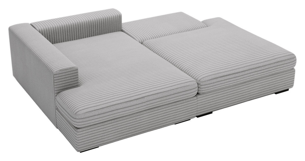 ECKSOFA in Cord Grau  - Schwarz/Grau, Design, Kunststoff/Textil (158/223cm) - Lomoco