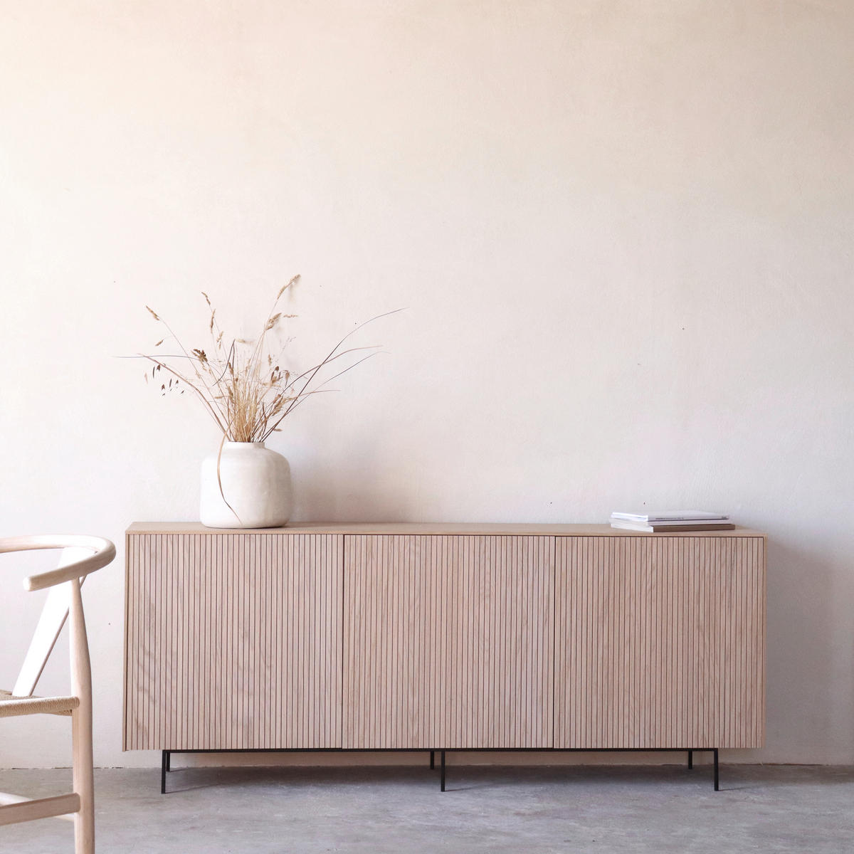 SIDEBOARD 178/70/38 cm  - ek Bianco/svart, Modern, metall/trä (178/70/38cm) - Niels Andersson