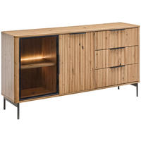 SIDEBOARD  159/82/40 cm 3 Schublade(n)  - Schwarz/Eiche Artisan, Design, Glas/Holzwerkstoff (159/82/40cm) - MID.YOU