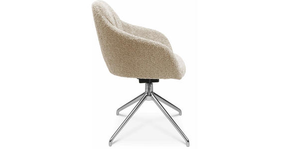 ARMLEHNSTUHL  in Aluminium Bouclé  - Creme/Alufarben, Design, Textil/Metall (58/81,5-84,5/60cm) - Johann Jakob