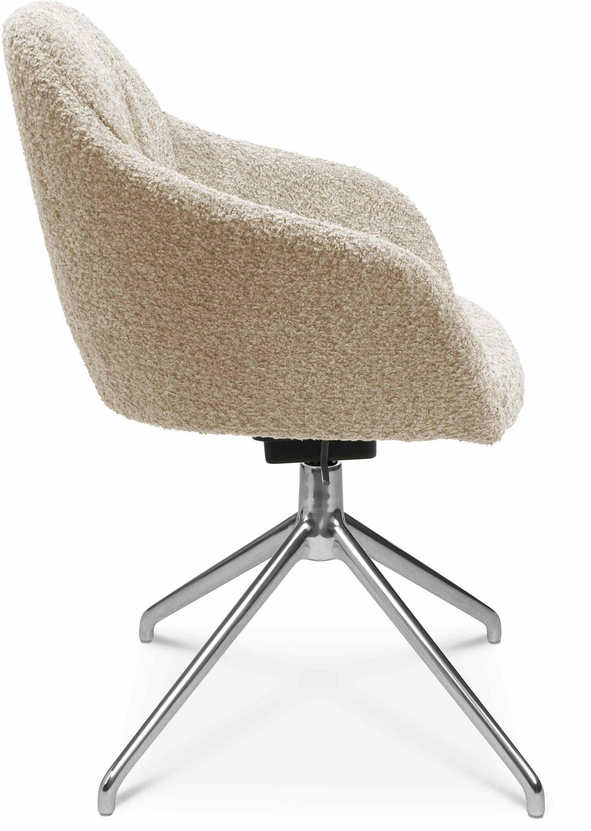 ARMLEHNSTUHL  in Aluminium Bouclé  - Creme/Alufarben, Design, Textil/Metall (58/81,5-84,5/60cm) - Johann Jakob