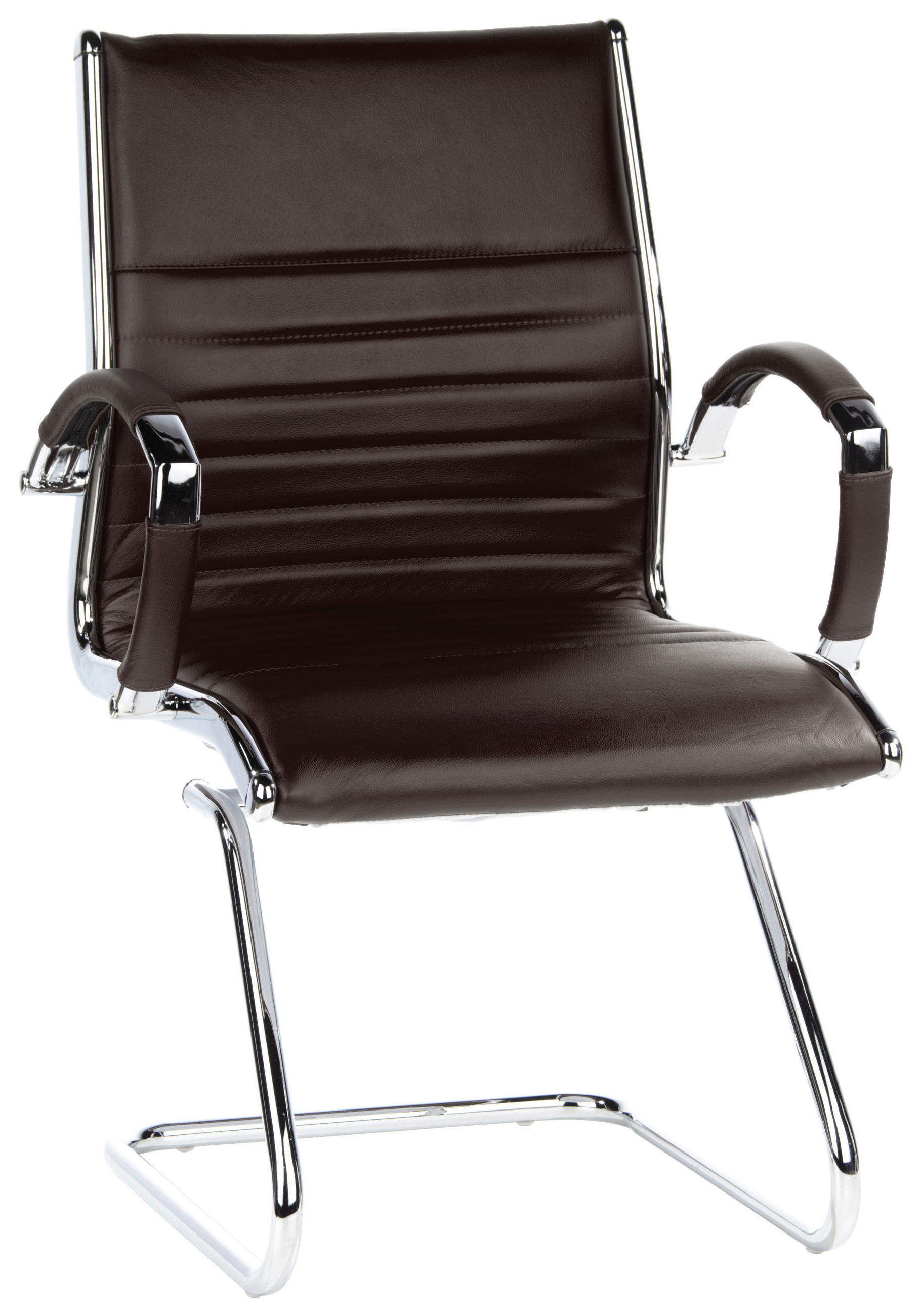 BESÖKSSTOL  i läderimitation kromfärg, mörkbrun  - kromfärg/mörkbrun, Modern, metall/läder (62/94/46cm) - MID.YOU