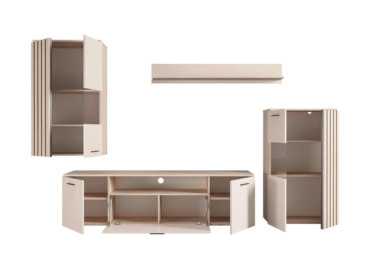 SZEKRÉNYSOR tölgyfa színű, kasmírszínű  - kasmírszínű/tölgyfa színű, Modern, műanyag/faalapú anyag (290/190/40cm) - Hom`in