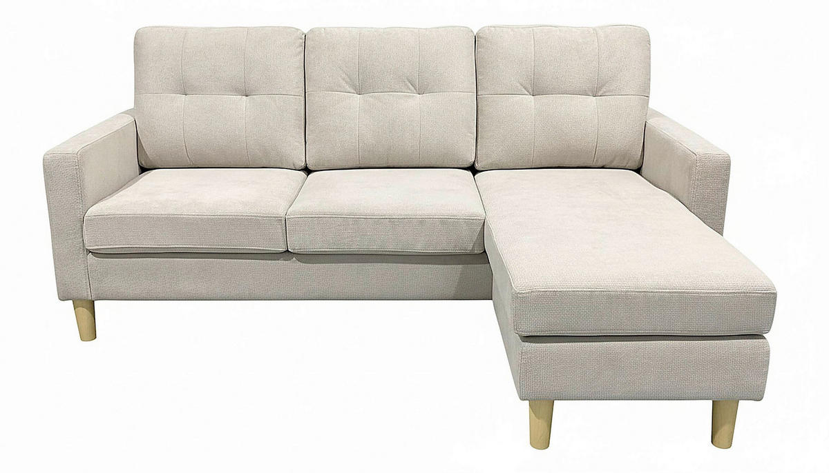 ECKSOFA RIVO Beige Webstoff Rückenkissen  - Beige/Naturfarben, Design, Kunststoff/Textil (185/88/129/76cm) - MID.YOU