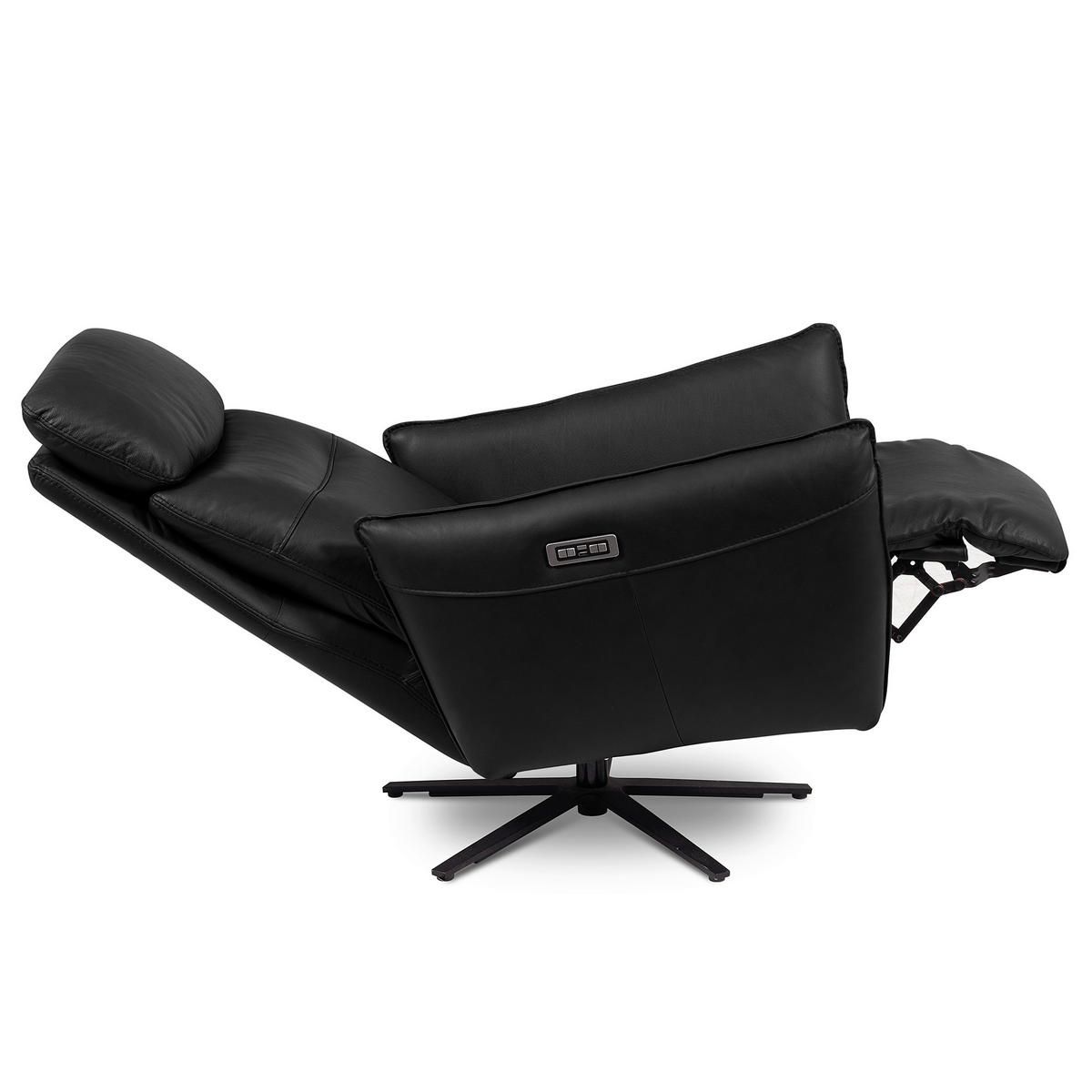 RELAXSESSEL in Leder Schwarz  - Schwarz, Design, Leder/Metall (77/107/88cm) - Livetastic