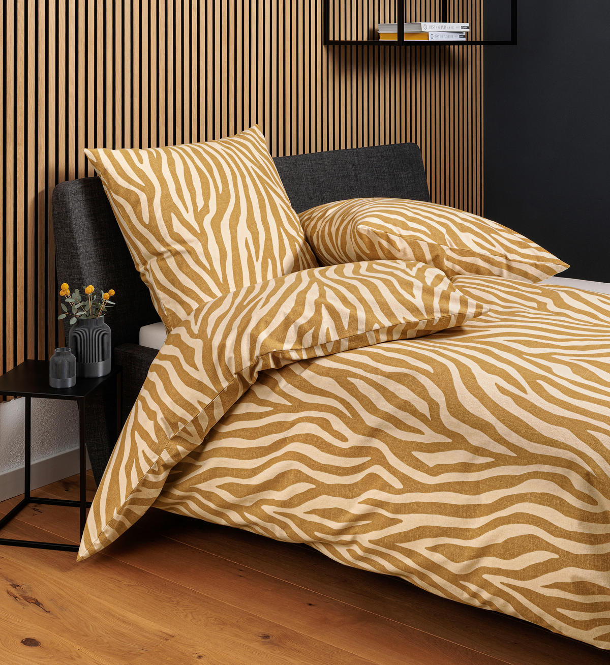 BETTWÄSCHE 2-teilig Biber 135/200 cm  - Currygelb, Design, Textil (135/200cm) - Janine