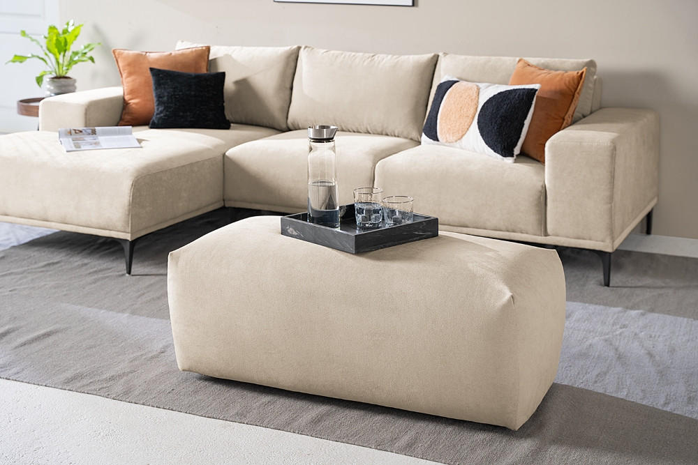 HOCKER in Textil Taupe  - Taupe/Schwarz, Modern, Kunststoff/Textil (102/41/52cm) - Trendmanufaktur