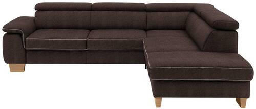 ECKSOFA in Mikrofaser Dunkelbraun  - Eichefarben/Dunkelbraun, Natur, Holz/Textil (273/226cm) - Beldomo System