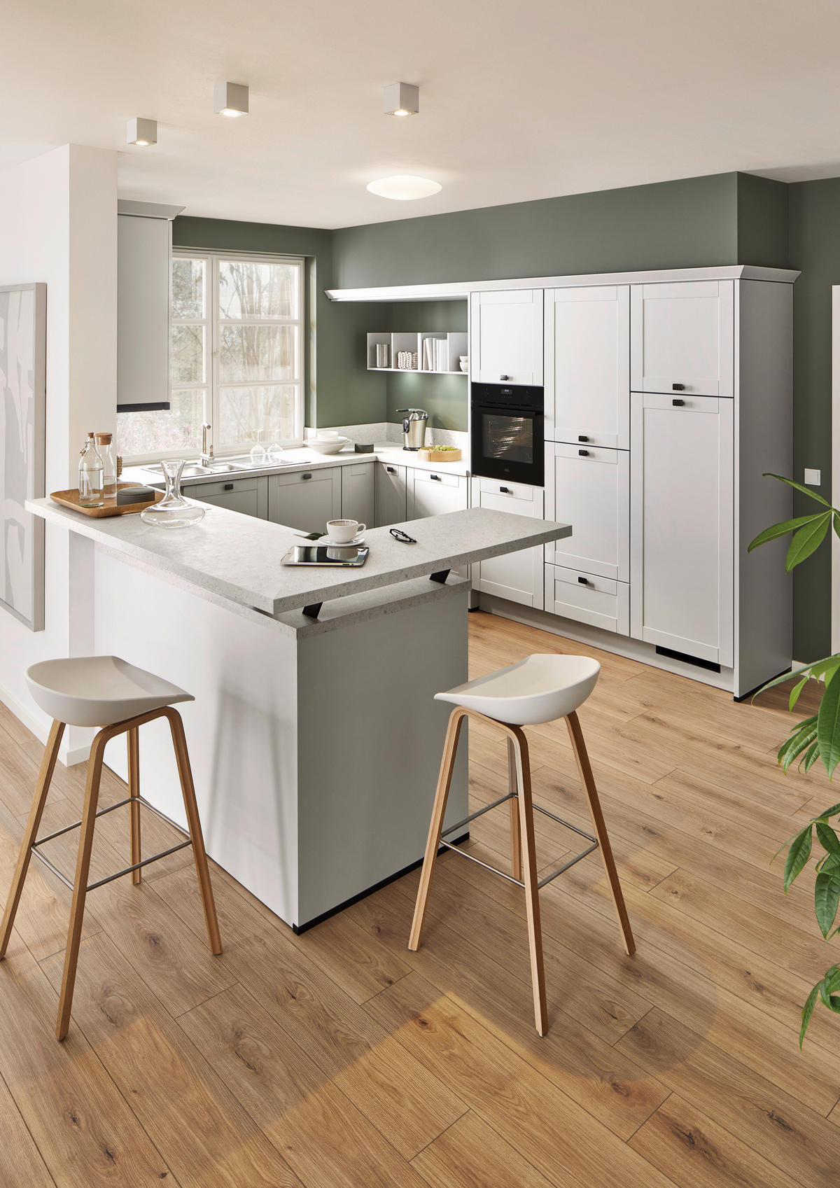 EINBAUKÜCHE   - Hellgrau, Design, Holzwerkstoff - Xora