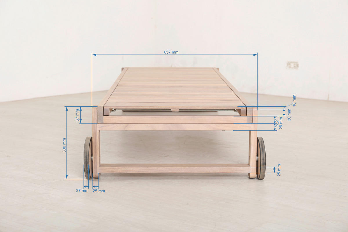 GARTENLIEGE 65,5/30/198 cm  - Teakfarben, Natur, Holz (65,5/30/198cm) - Ambia Garden