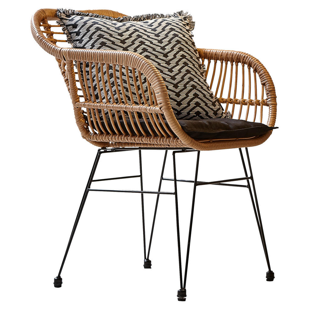 Thumbnail - Ambia Garden Gartensessel, Natur, Dunkelgrau, Metall, Kunststoff, Textil, Füllung: Schaumstoff, rund, 56x81x60 cm, Garte...