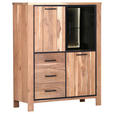 HIGHBOARD  in 110/136/44 cm  - Schwarz/Naturfarben, LIFESTYLE, Glas/Holz (110/136/44cm) - Landscape