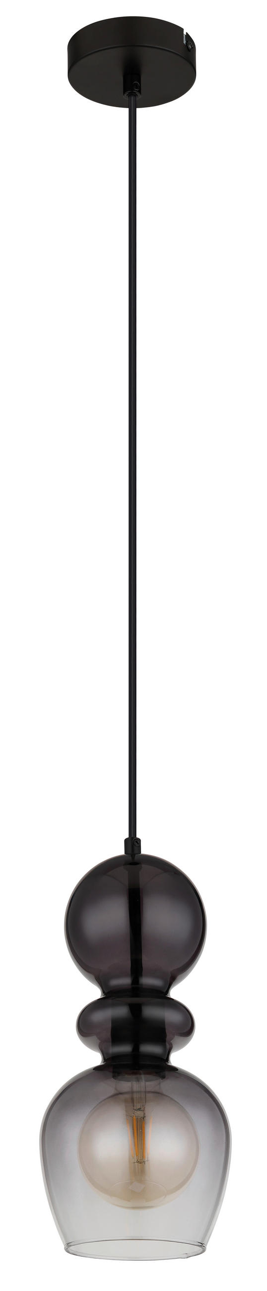 VISEČA SVETILKA  CLARITY      15/150 cm      E27 - črna/prozorno, Basics, kovina/umetna masa (15/150cm) - Globo