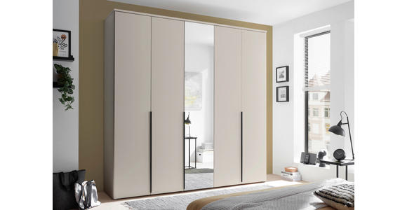 DREHTÜRENSCHRANK  in Kaschmir  - Kaschmir/Schwarz, MODERN, Glas/Holzwerkstoff (225/225/52cm) - Carryhome