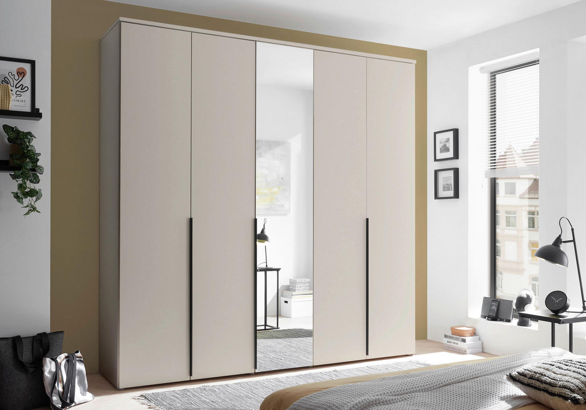 ORMAR S KLASIČNIM VRATIMA kašmir   - kašmir/crna, Moderno, staklo/drvni materijal (225/225/52cm) - Carryhome