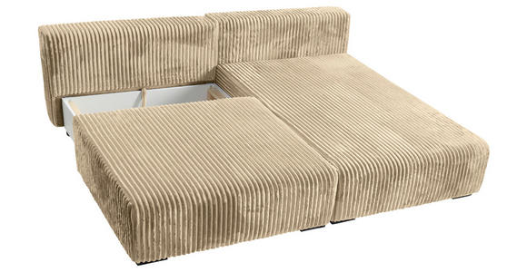 ECKSOFA Beige Cord  - Beige/Schwarz, MODERN, Holz/Textil (210/145cm) - Carryhome