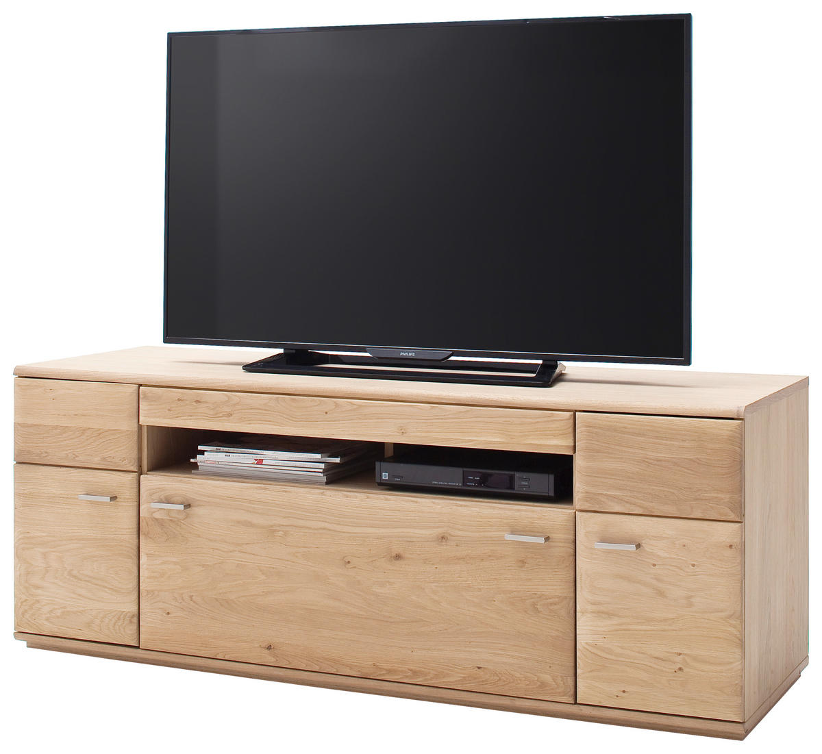 TV-ELEMENT 150/58/50 cm  - Eichefarben/Nickelfarben, Design, Holz/Holzwerkstoff (150/58/50cm) - Livetastic
