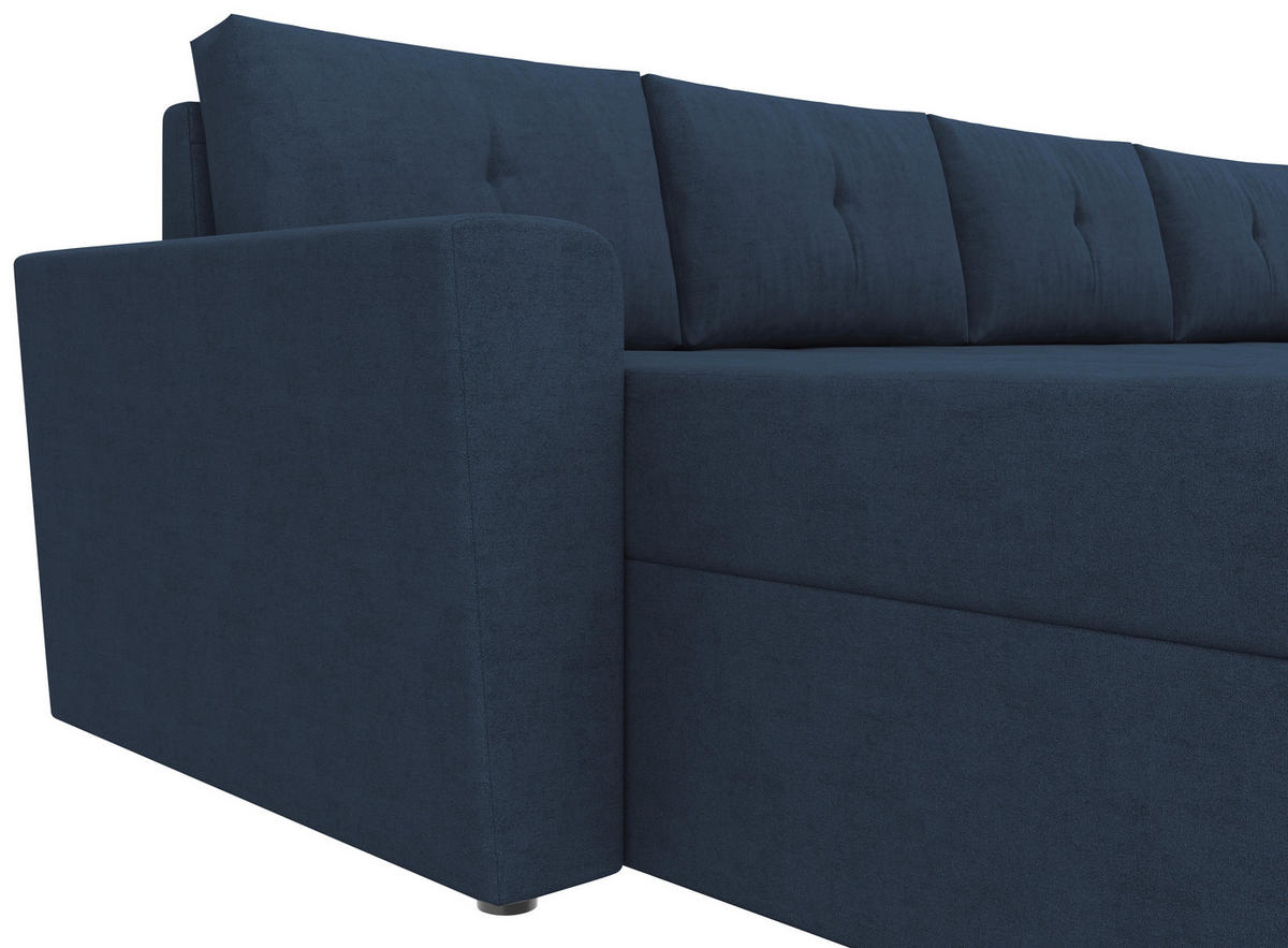 WOHNLANDSCHAFT TERMOLI Dunkelblau Jacquard  - Schwarz/Dunkelblau, Design, Kunststoff/Textil (155/296/155cm) - MID.YOU