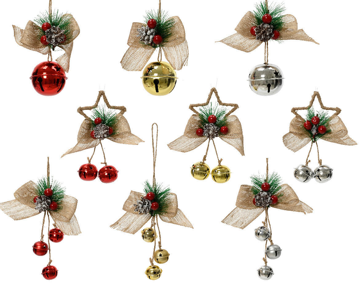 UKRAS ZA NOVOGODIŠNJU JELKU - Osnovno, plastika/prirodni materijali (6/10/12cm)