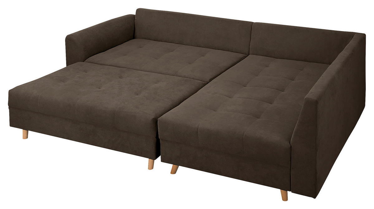 ECKSOFA inkl. Hocker Ariella Braun Mikrofaser  - Naturfarben/Braun, Design, Holz/Textil (161/231cm) - Livetastic