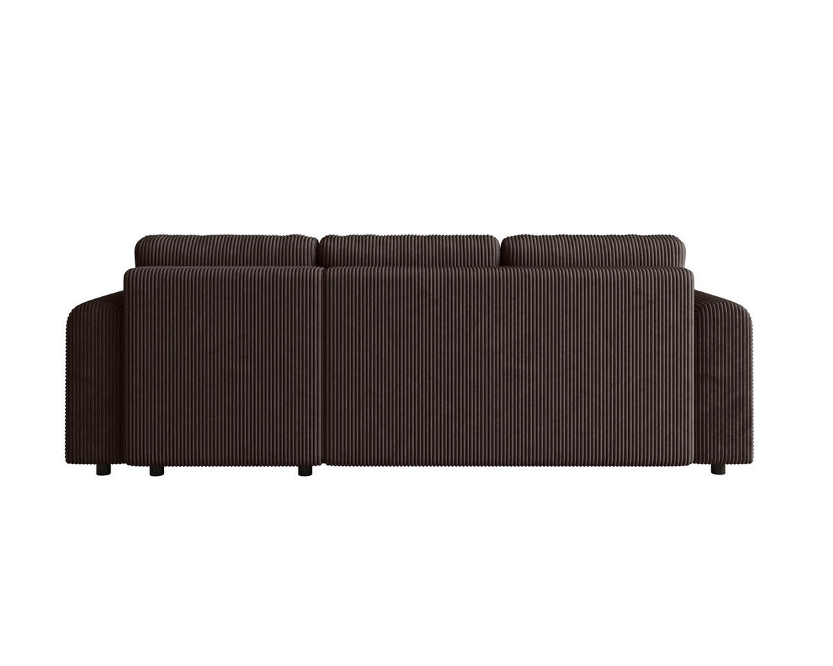 ECKSOFA inkl. Funktionen Dunkelbraun Cord  - Dunkelbraun/Schwarz, KONVENTIONELL, Kunststoff/Textil (260/200cm) - Xora