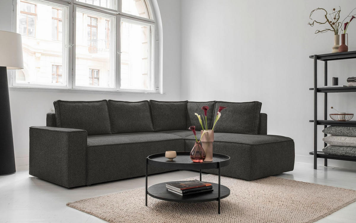 KUTNA GARNITURA tekstil  tamno siva   - bijela/siva, Design, tekstil/plastika (247/194cm) - MID.YOU