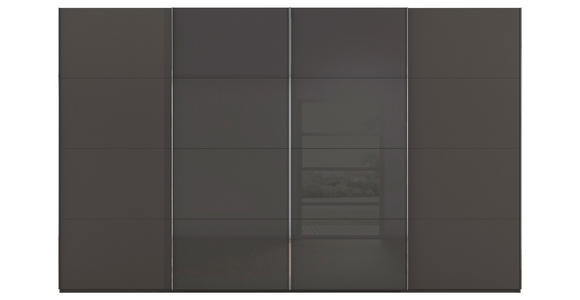 SCHWEBETÜRENSCHRANK 361/223/68 cm 4-türig Graphitfarben  - Chromfarben/Graphitfarben, KONVENTIONELL, Glas/Holzwerkstoff (361/223/68cm) - Novel
