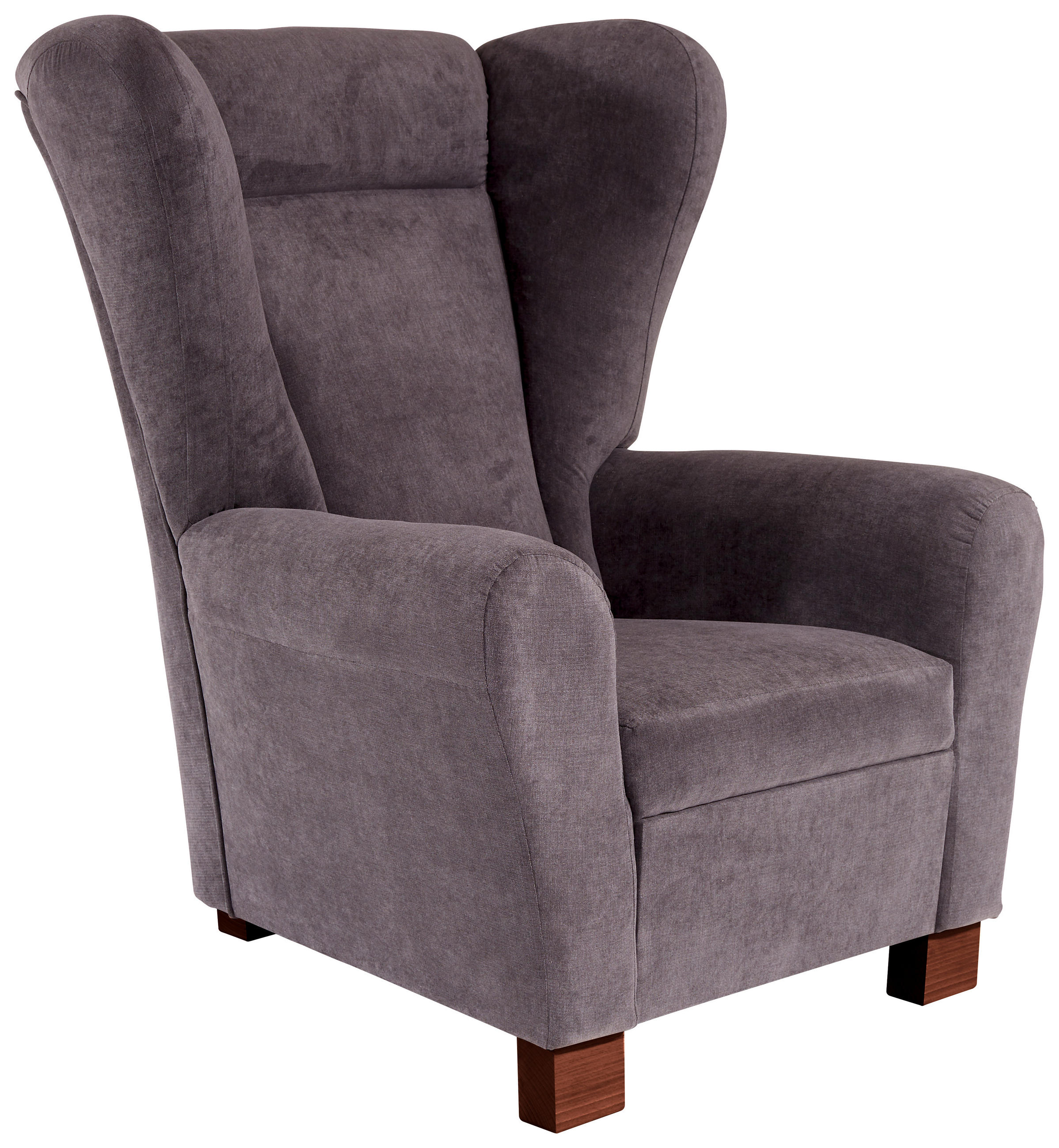 OHRENSESSEL in Flachgewebe Anthrazit  - Anthrazit/Braun, Design, Holz/Textil (95/109/97cm) - Livetastic
