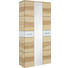 GARDEROBENSCHRANK Kernesche furniert, teilmassiv Eschefarben, Weiß - Eschefarben/Silberfarben, Design, Glas/Holz (90/196/37cm) - CASSANDO