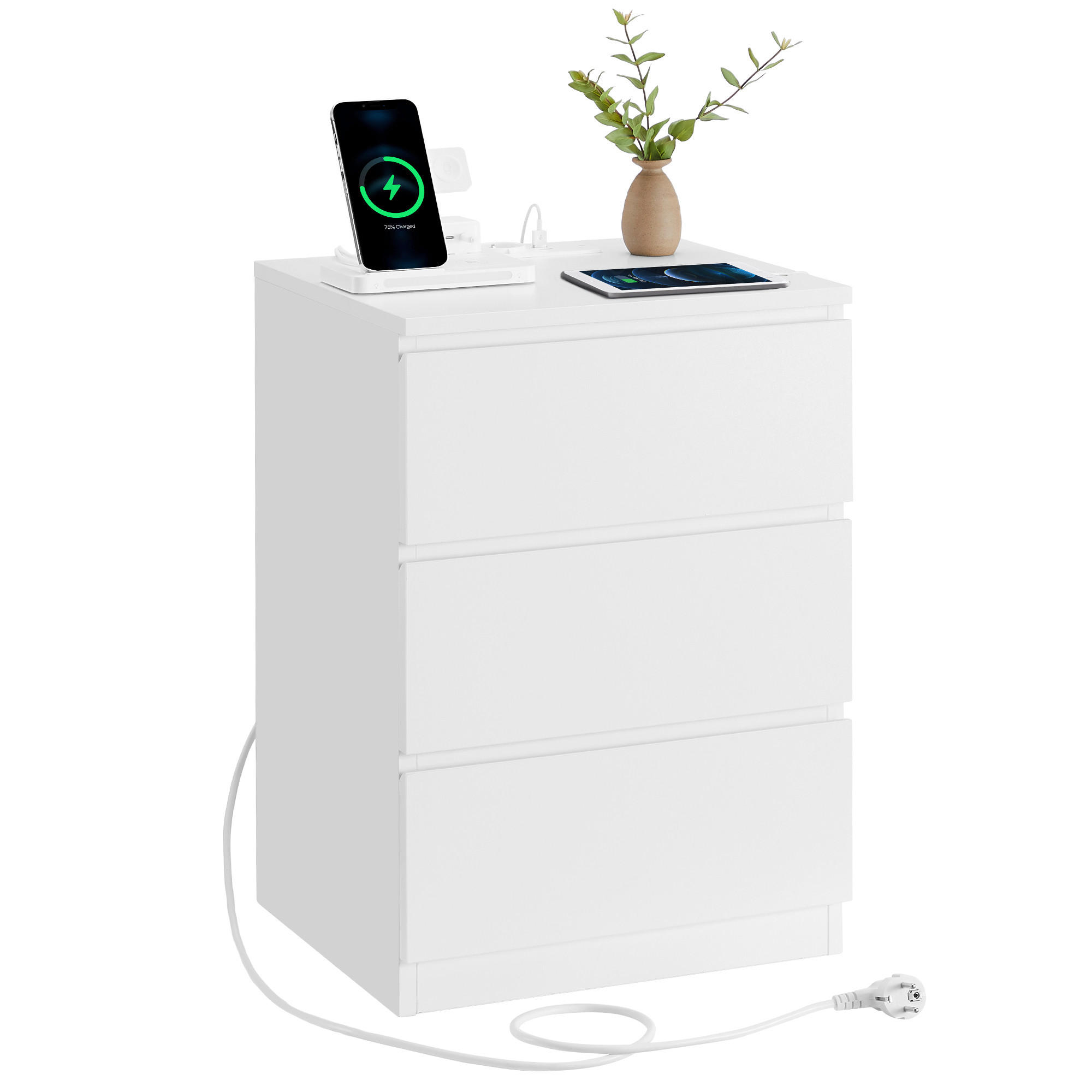 E-shop Boxxx NOČNÝ STOLÍK, biela, 40/59/35 cm