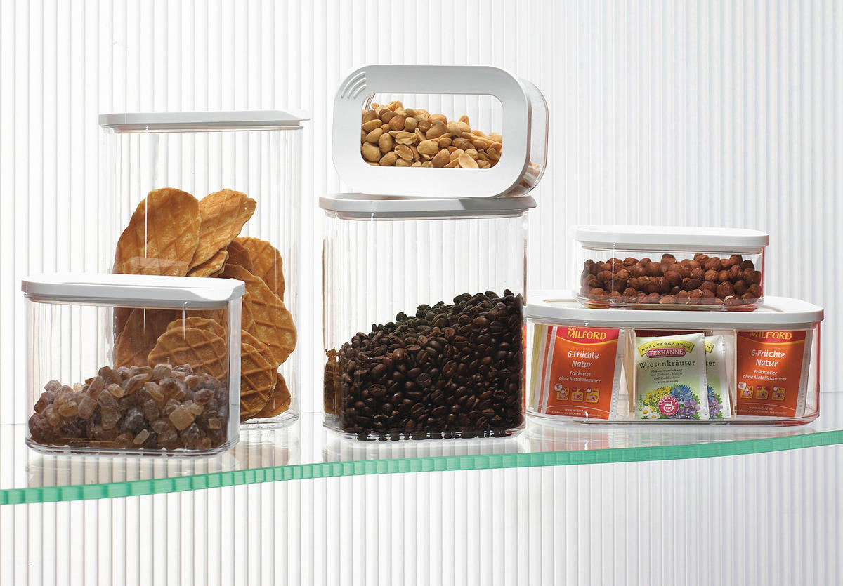 DÓZA NA POTRAVINY  - priehľadné/biela, Basics, plast (2l) - Mepal