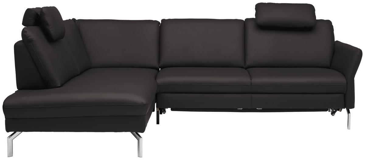 ECKSOFA in Echtleder Grau  220/284 cm  - Alufarben/Grau, KONVENTIONELL, Leder/Metall (220/284cm) - Beldomo Premium