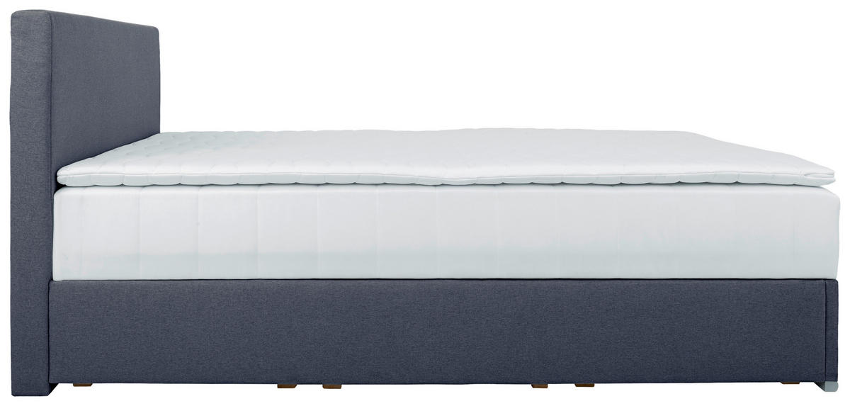 BOX-ÁGY 140/200 cm  sötétkék  - sötétkék/króm, Konventionell, műanyag/textil (140/200cm) - Carryhome