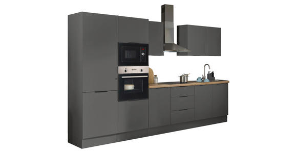KÜCHENBLOCK in Graphitfarben - Schwarz/Graphitfarben, Basics, Holzwerkstoff/Metall (330/211/60cm) - Xora