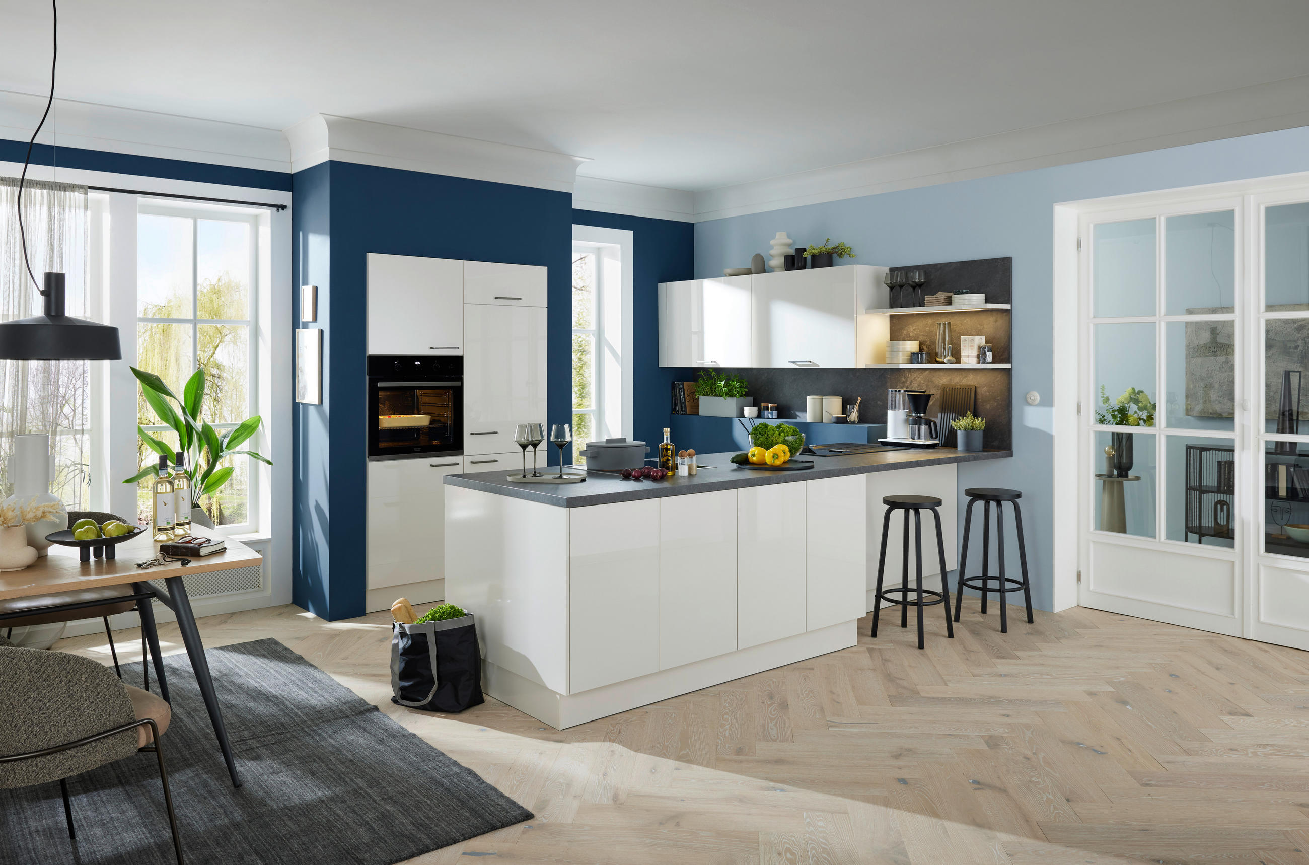 EINBAUKÜCHE ULTRA GLISS  - Weiß, Design, Holzwerkstoff - Novel