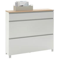 SCHUHSCHRANK Balkeneiche furniert Weiß, Eichefarben  - Eichefarben/Silberfarben, Design, Holz/Holzwerkstoff (120/108/31cm) - Dieter Knoll