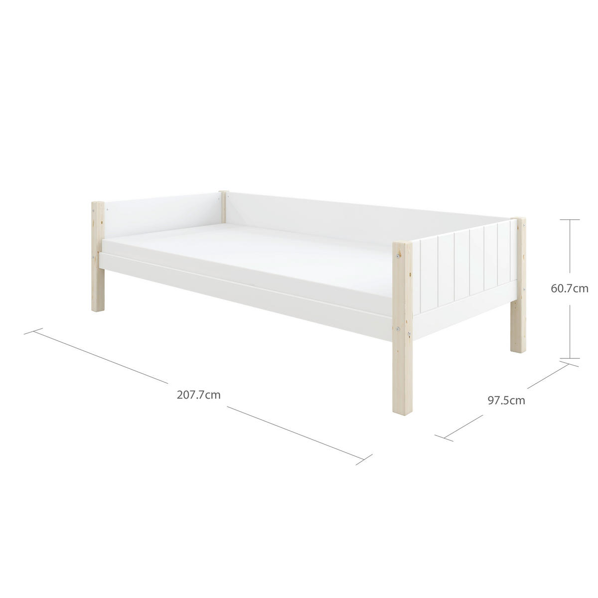 BETT 90/200 cm,  in Weiß, Kieferfarben, Rollrost  - Weiß/Kieferfarben, MODERN, Holz (90/200cm) - Chameo
