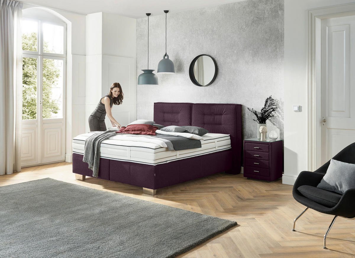 BOXSPRINGBETT 180/200 cm  in Brombeere  - Chromfarben/Brombeere, KONVENTIONELL, Textil (180/200cm) - Dieter Knoll