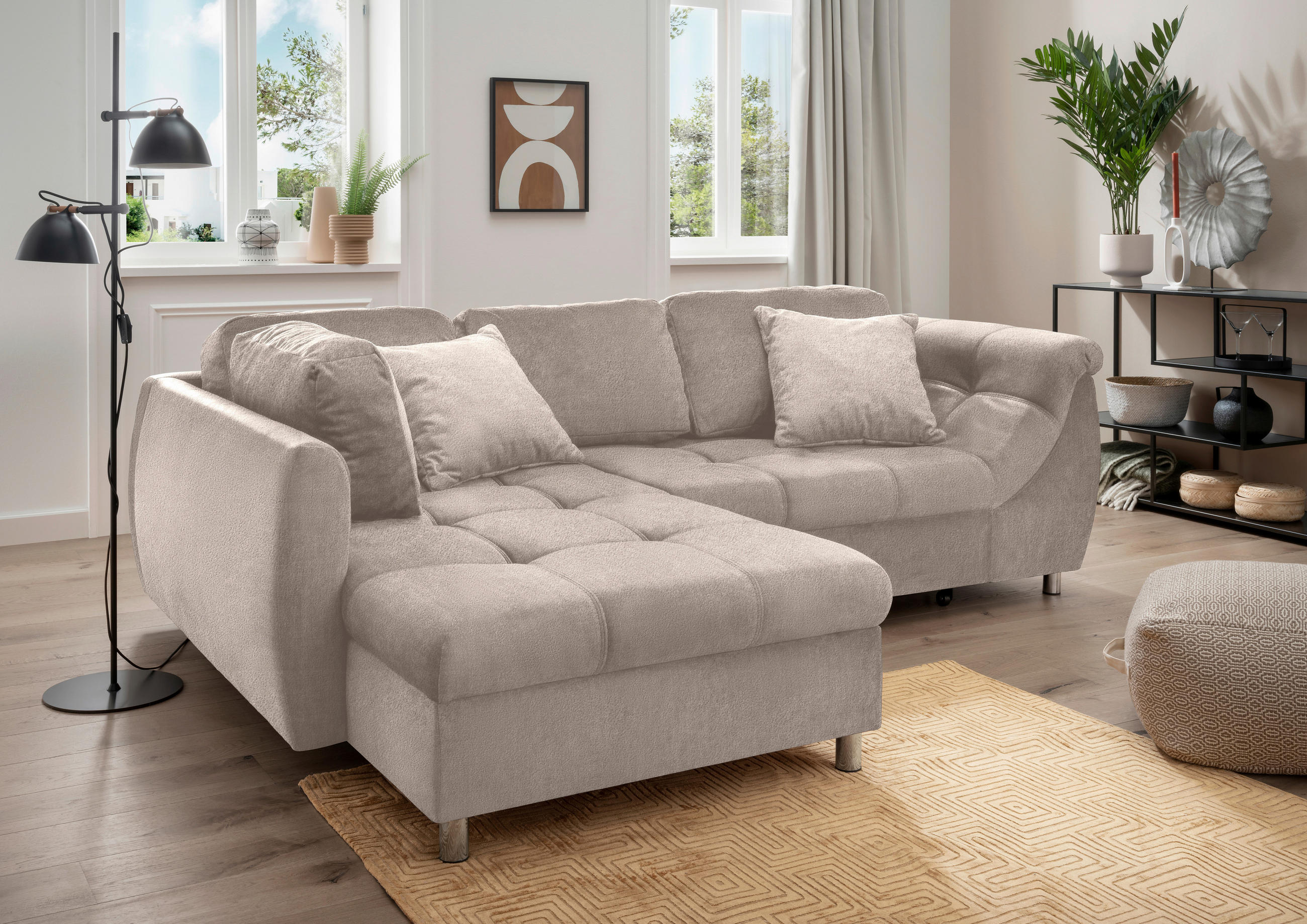 Livetastic ROHOVÁ SEDACIA SÚPRAVA, textil, sivohnedá