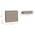 KOMMODE , 95/83/42 cm, 3 Schublade(n)  - Taupe/Silberfarben, Trend, Holzwerkstoff/Kunststoff (95/83/42cm) - Carryhome