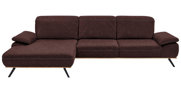 ECKSOFA in Mikrofaser Dunkelbraun  - Dunkelbraun/Beige, Natur, Holz/Textil (201/322cm) - Voleo