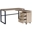 SCHREIBTISCH 140/60/76 cm  in Schwarz, Eichefarben  - Eichefarben/Schwarz, Design, Holzwerkstoff/Kunststoff (140/60/76cm) - Venda