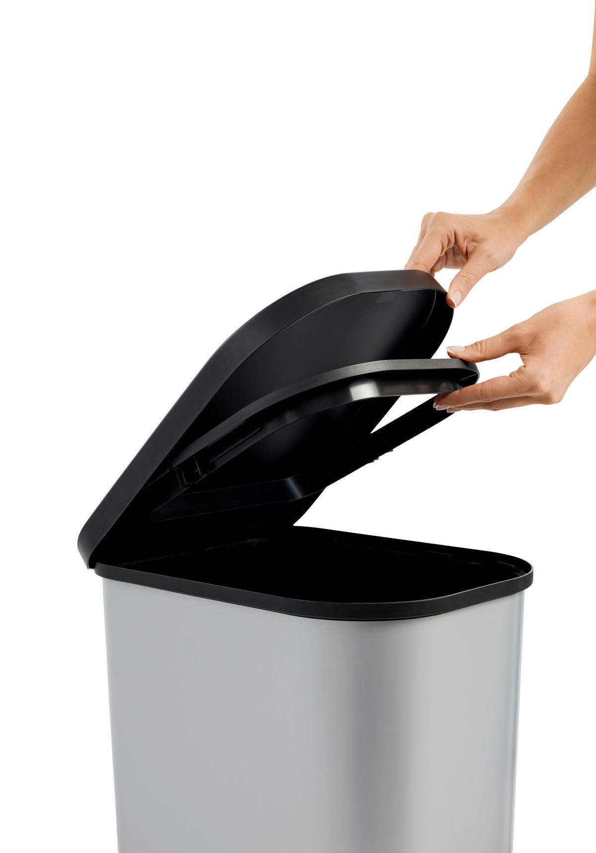 TRETEIMER Ribo 35 L  - Schwarz/Weiß, KONVENTIONELL, Kunststoff (40/28,5/51,3cm) - Rotho