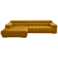ECKSOFA in Mikrofaser Currygelb  - Currygelb/Silberfarben, Design, Textil/Metall (190/335cm) - Beldomo Speed