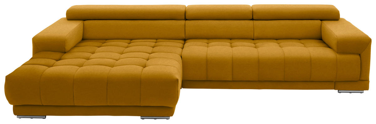 ECKSOFA in Mikrofaser Currygelb  - Currygelb/Silberfarben, Design, Textil/Metall (190/335cm) - Beldomo Speed