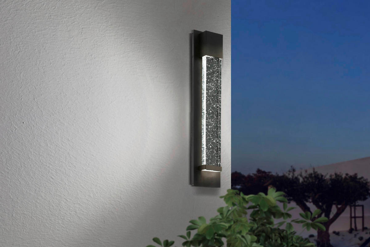 AUßENWANDLEUCHTE Villagrazia 12/40/7 cm   - Klar/Schwarz, Design, Glas/Metall (12/40/7cm) - Eglo